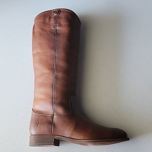 Nearly NIB FRYE ‘Melissa Button 2' Leather Riding Boot in Cognac, Size 8.5
